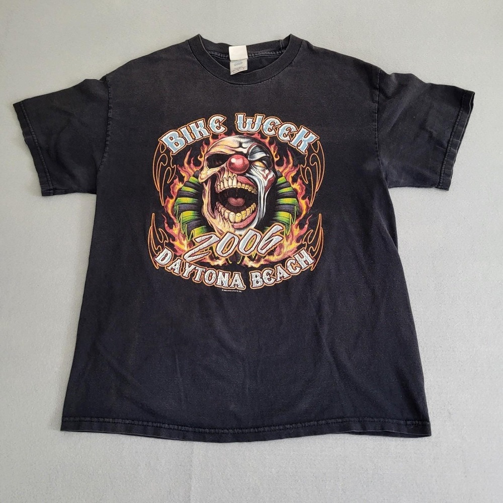 VTG Daytona Beach Bike‎ Week Graphic T-Shirt Killer Clown Double Sided Size L